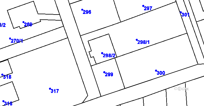 Parcela st. 298/2 v KÚ Rudice u Blanska, Katastrální mapa