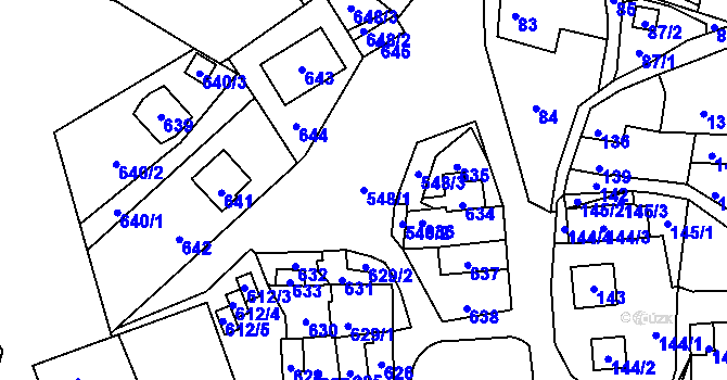Parcela st. 548/1 v KÚ Rudice u Blanska, Katastrální mapa