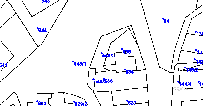Parcela st. 548/3 v KÚ Rudice u Blanska, Katastrální mapa