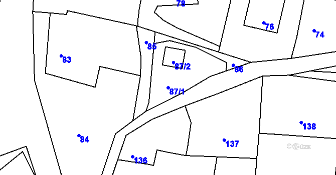 Parcela st. 87/1 v KÚ Rudice u Blanska, Katastrální mapa