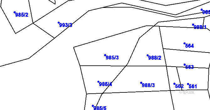 Parcela st. 985/3 v KÚ Rudice u Blanska, Katastrální mapa