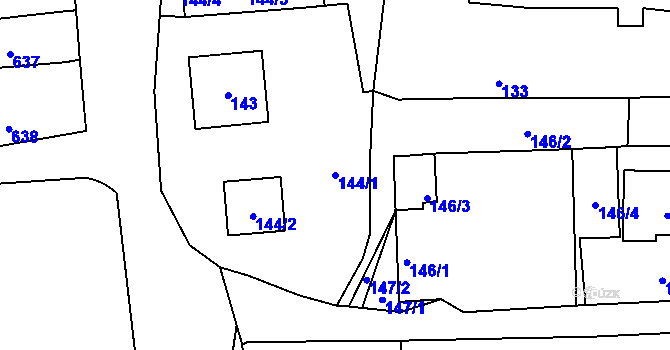 Parcela st. 144/1 v KÚ Rudice u Blanska, Katastrální mapa