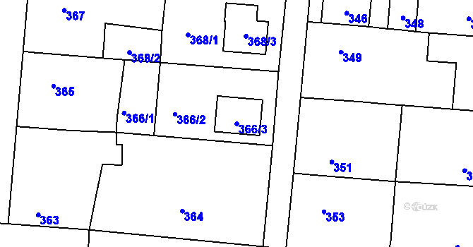 Parcela st. 366/3 v KÚ Rudice u Blanska, Katastrální mapa