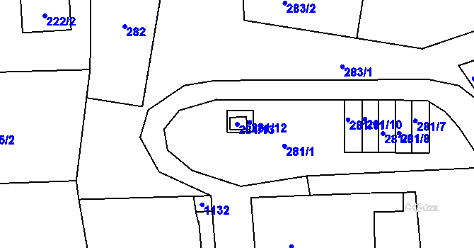 Parcela st. 281/13 v KÚ Rudice u Blanska, Katastrální mapa