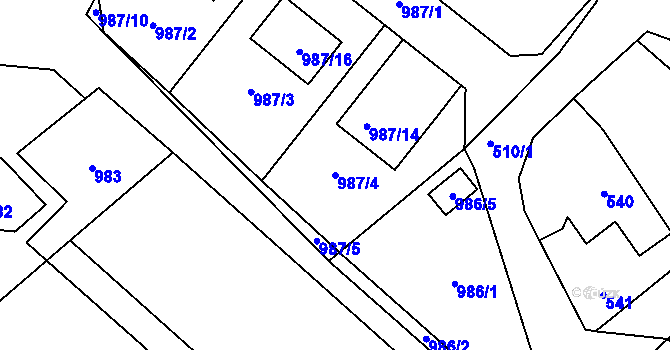 Parcela st. 987/4 v KÚ Rudice u Blanska, Katastrální mapa