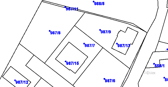 Parcela st. 987/7 v KÚ Rudice u Blanska, Katastrální mapa