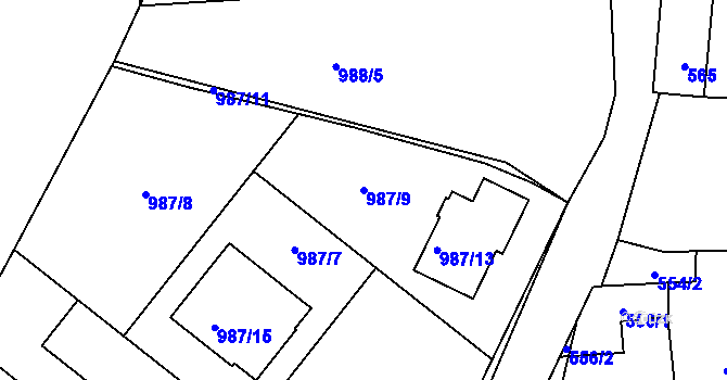 Parcela st. 987/9 v KÚ Rudice u Blanska, Katastrální mapa