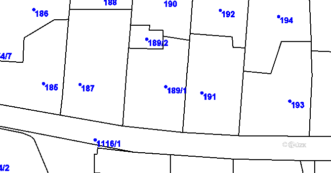 Parcela st. 189/1 v KÚ Rudice u Blanska, Katastrální mapa