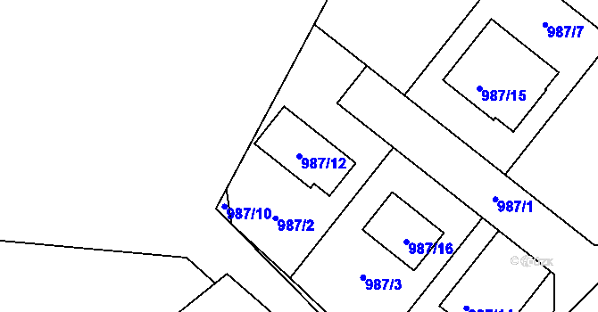 Parcela st. 987/12 v KÚ Rudice u Blanska, Katastrální mapa