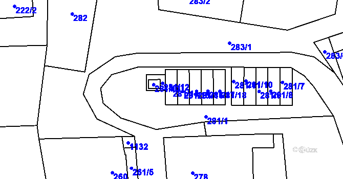 Parcela st. 281/14 v KÚ Rudice u Blanska, Katastrální mapa