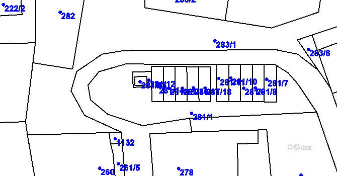 Parcela st. 281/15 v KÚ Rudice u Blanska, Katastrální mapa