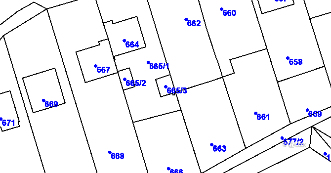 Parcela st. 665/3 v KÚ Rudice u Blanska, Katastrální mapa
