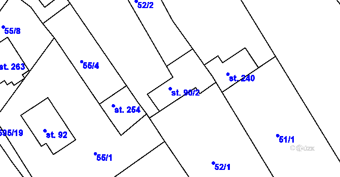 Parcela st. 90/2 v KÚ Rudice, Katastrální mapa