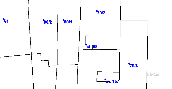 Parcela st. 98 v KÚ Rudice, Katastrální mapa