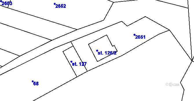 Parcela st. 126/2 v KÚ Rudice, Katastrální mapa