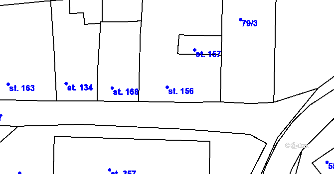 Parcela st. 156 v KÚ Rudice, Katastrální mapa