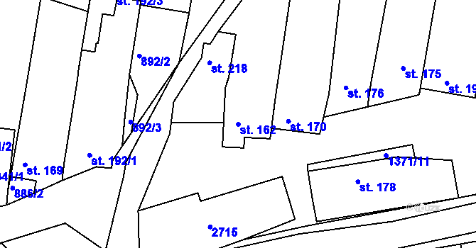 Parcela st. 162 v KÚ Rudice, Katastrální mapa