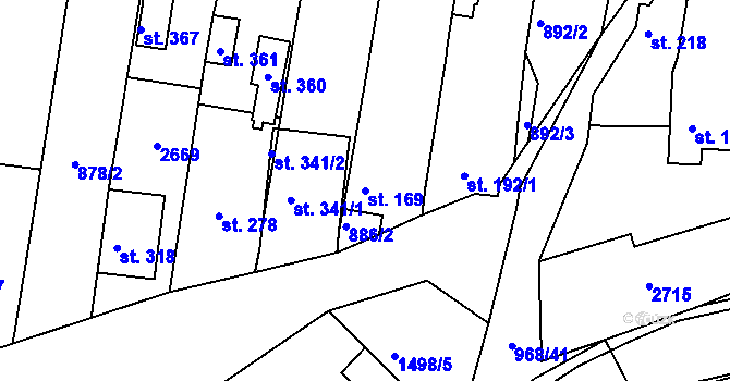 Parcela st. 169 v KÚ Rudice, Katastrální mapa