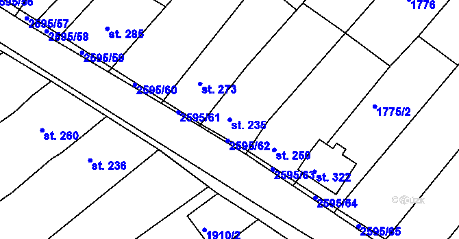 Parcela st. 235 v KÚ Rudice, Katastrální mapa