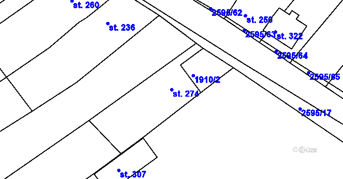 Parcela st. 274 v KÚ Rudice, Katastrální mapa