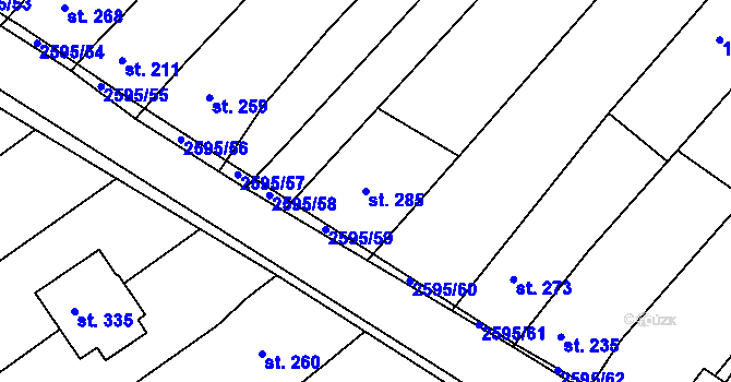 Parcela st. 285 v KÚ Rudice, Katastrální mapa