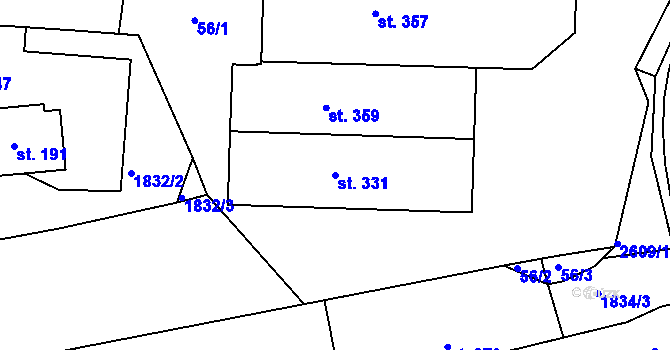 Parcela st. 331 v KÚ Rudice, Katastrální mapa