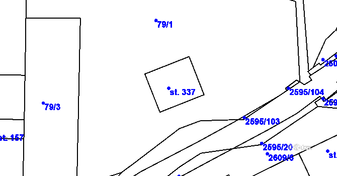Parcela st. 337 v KÚ Rudice, Katastrální mapa