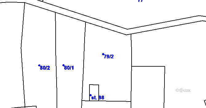 Parcela st. 79/2 v KÚ Rudice, Katastrální mapa