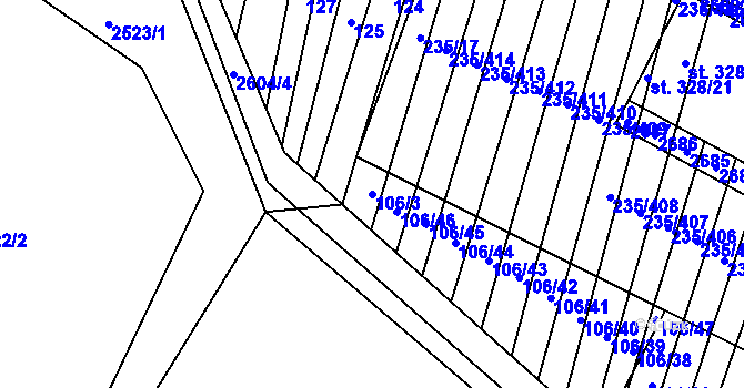 Parcela st. 106/3 v KÚ Rudice, Katastrální mapa