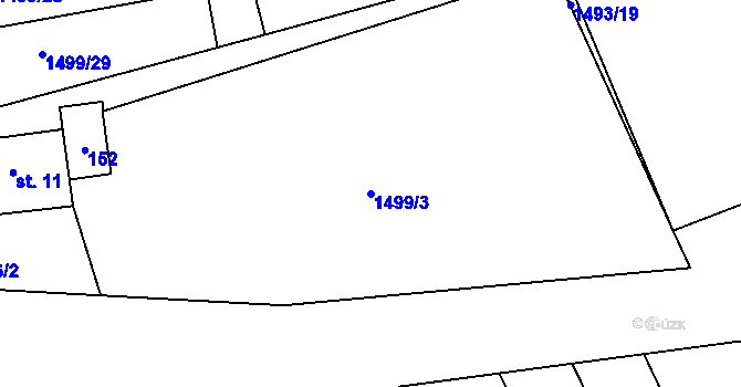 Parcela st. 1499/3 v KÚ Rudice, Katastrální mapa