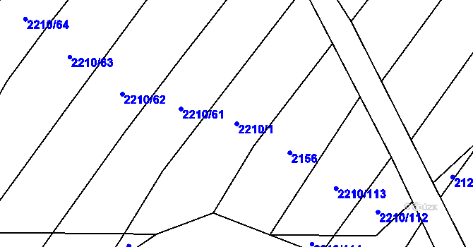 Parcela st. 2210/1 v KÚ Rudice, Katastrální mapa