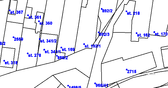 Parcela st. 192/1 v KÚ Rudice, Katastrální mapa