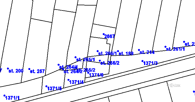 Parcela st. 266/1 v KÚ Rudice, Katastrální mapa
