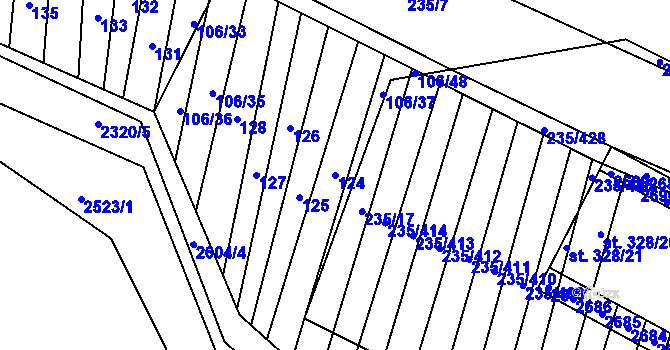 Parcela st. 124 v KÚ Rudice, Katastrální mapa