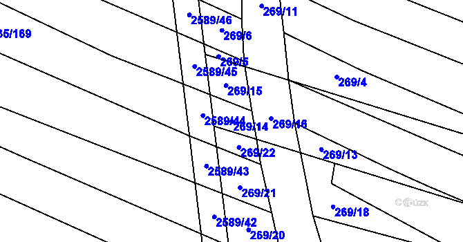 Parcela st. 269/14 v KÚ Rudice, Katastrální mapa