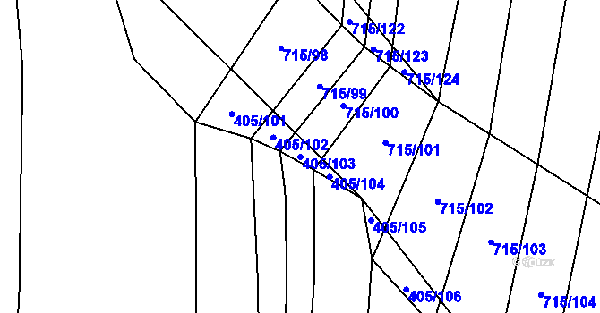 Parcela st. 405/103 v KÚ Rudice, Katastrální mapa