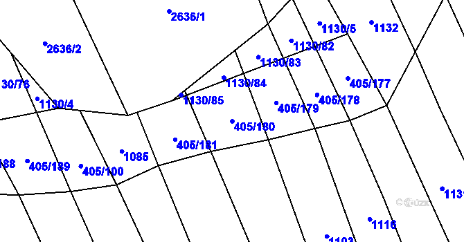 Parcela st. 405/180 v KÚ Rudice, Katastrální mapa