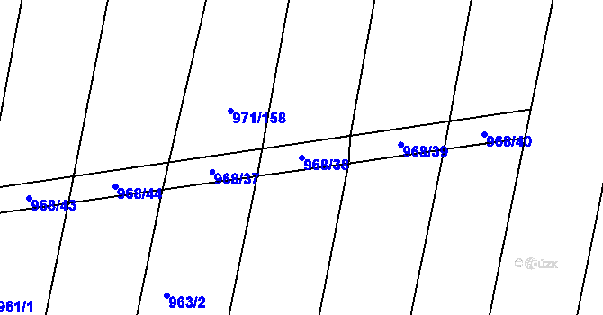 Parcela st. 968/38 v KÚ Rudice, Katastrální mapa