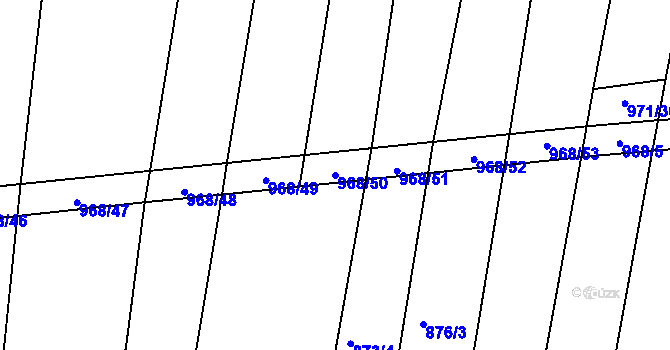 Parcela st. 968/50 v KÚ Rudice, Katastrální mapa