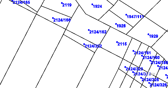 Parcela st. 2124/322 v KÚ Rudice, Katastrální mapa