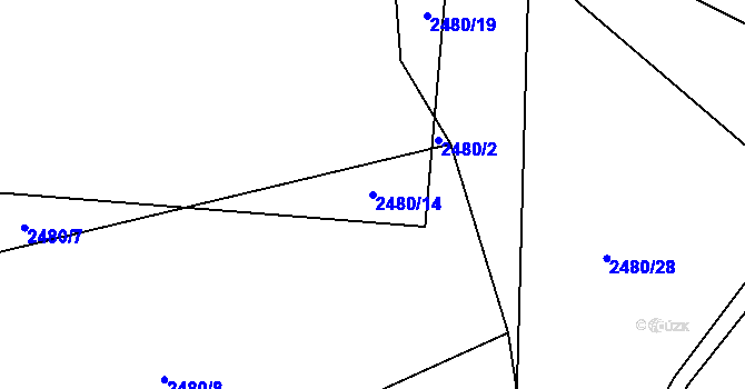 Parcela st. 2480/14 v KÚ Rudice, Katastrální mapa
