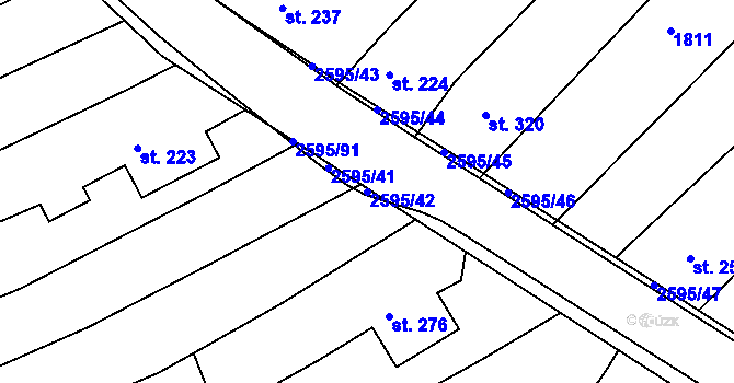 Parcela st. 2595/42 v KÚ Rudice, Katastrální mapa