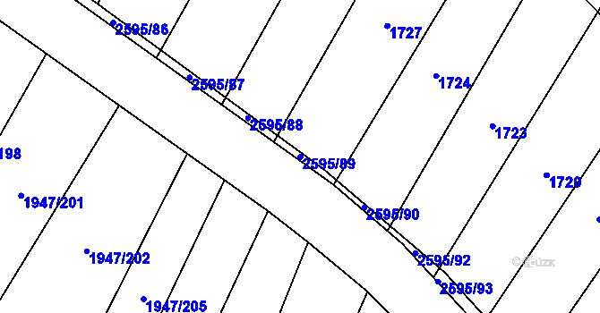 Parcela st. 2595/89 v KÚ Rudice, Katastrální mapa