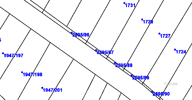 Parcela st. 2595/87 v KÚ Rudice, Katastrální mapa