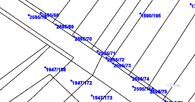 Parcela st. 2595/71 v KÚ Rudice, Katastrální mapa
