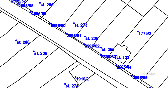 Parcela st. 2595/62 v KÚ Rudice, Katastrální mapa
