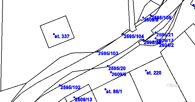 Parcela st. 2595/103 v KÚ Rudice, Katastrální mapa