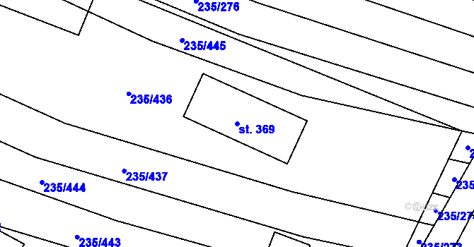 Parcela st. 369 v KÚ Rudice, Katastrální mapa