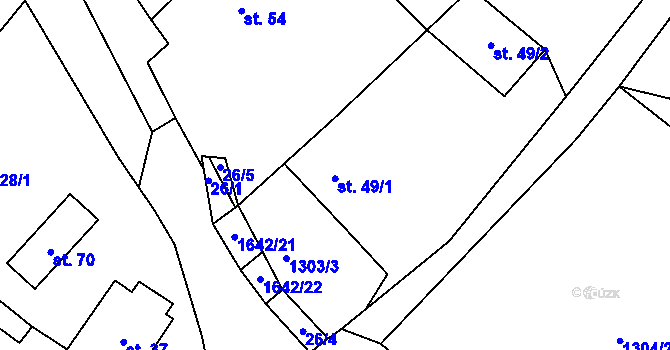 Parcela st. 49 v KÚ Hroznatín, Katastrální mapa