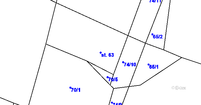 Parcela st. 63 v KÚ Hroznatín, Katastrální mapa